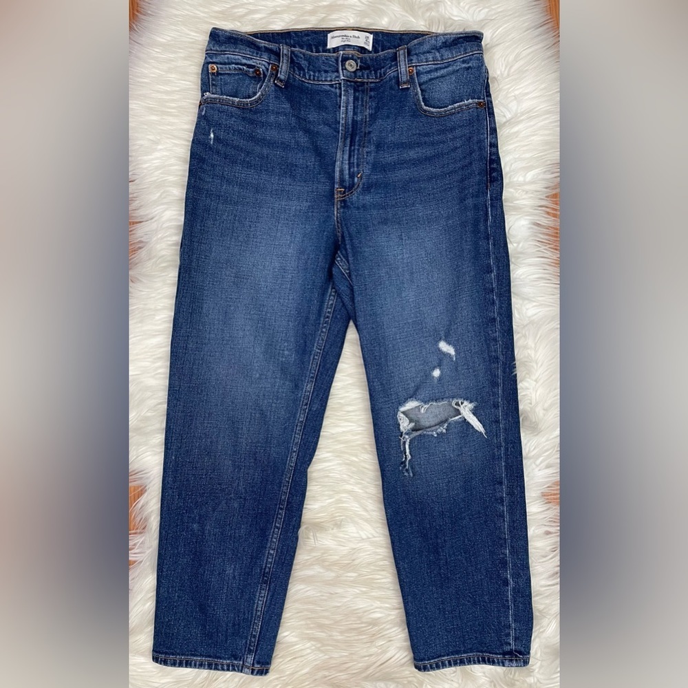 Abercrombie & Fitch The Mom High Rise Distressed Jeans Blue Size 28/6 XS